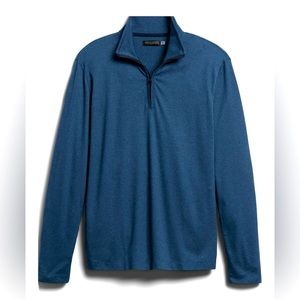 NWT Banana Republic LUXURY TOUCH PERFORMANCE HALF ZIP Collared SHIRT Small Blue